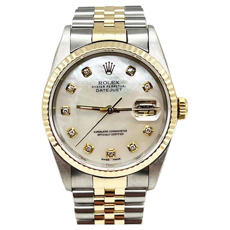 rolex mans datejust mod 16233 18kt gold & stainless steel|More.